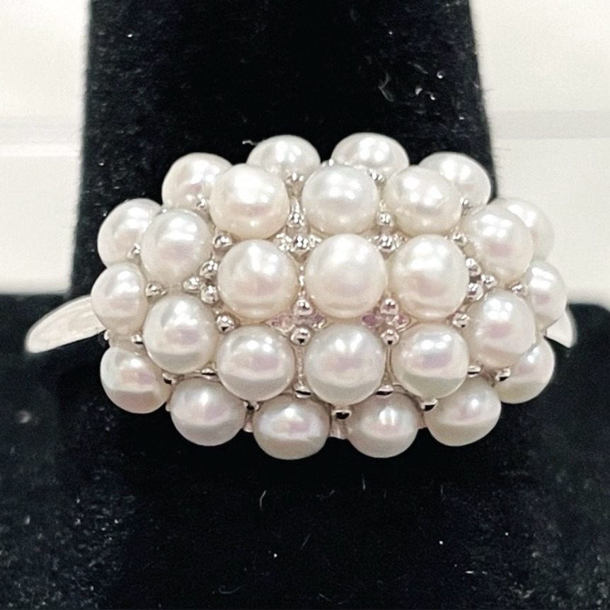 Lucas Lameth Cultured Freshwater Pearl Cluster Ring Rhodium Over Silver Size 9 59$
